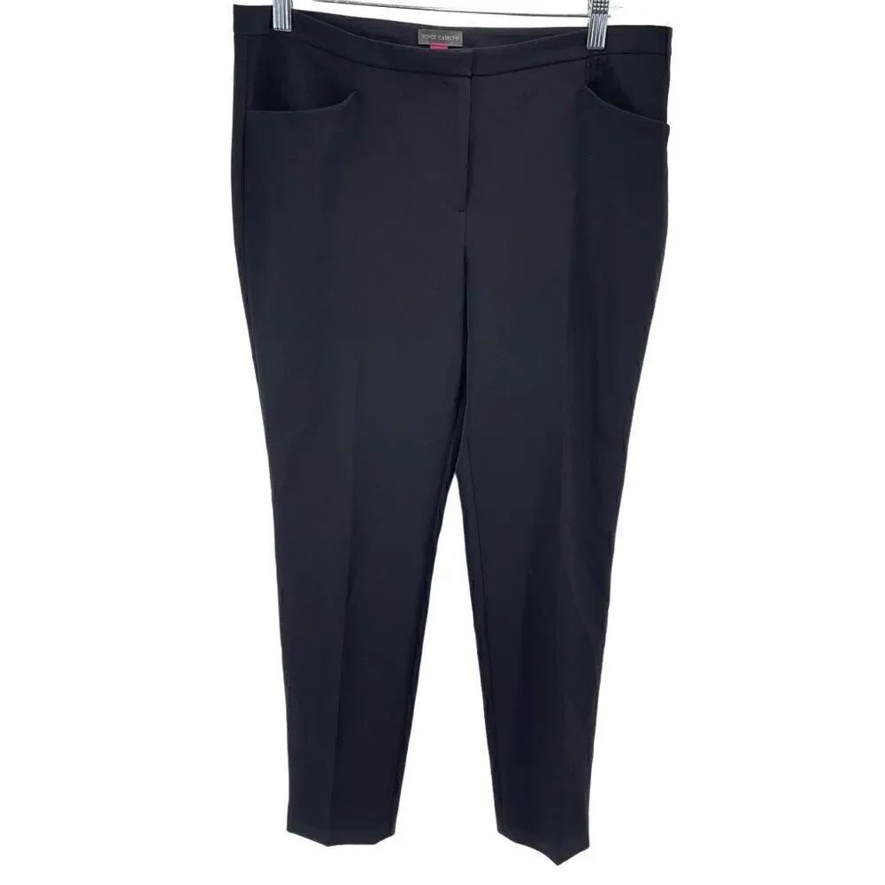 Vince Camuto Womens Dress Pants Tapered Leg Career Trouser Pocket Black Size 8